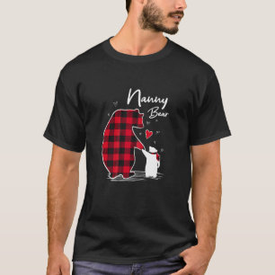 Nanny Bear Christmas Pajama Red Buffalo Plaid T Sh T-Shirt