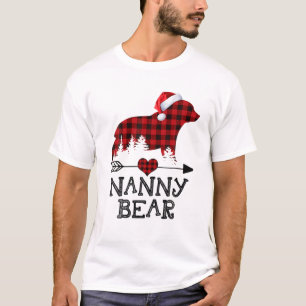Nanny Bear Christmas Pajama Red Plaid Buffalo Fami T-Shirt