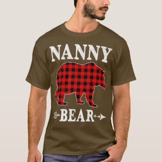 Nanny Bear Christmas Pajama Red Plaid Buffalo Fami T-Shirt
