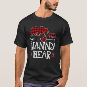 Nanny Bear Christmas Pajama Red Plaid Buffalo Fami T-Shirt