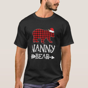 Nanny Bear Christmas Pajama Red Plaid Buffalo Fami T-Shirt