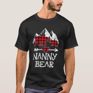 Nanny Bear Christmas Pajama Red Plaid Buffalo Fami T-Shirt