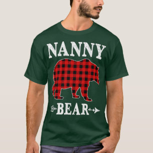 Nanny Bear Christmas Pajama Red Plaid Buffalo Fami T-Shirt