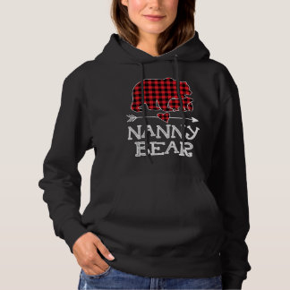 Nanny Bear Christmas Xmas Pajama Red Plaid Buffalo Hoodie