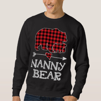 Nanny Bear Christmas Xmas Pajama Red Plaid Buffalo Sweatshirt