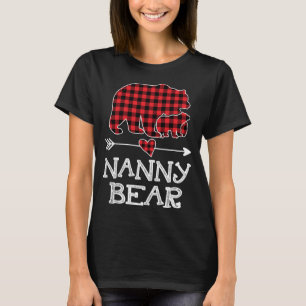 Nanny Bear Christmas Xmas Pajama Red Plaid Buffalo T-Shirt