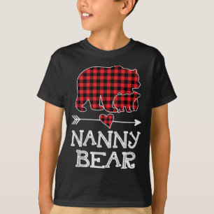 Nanny Bear Christmas Xmas Pajama Red Plaid Buffalo T-Shirt