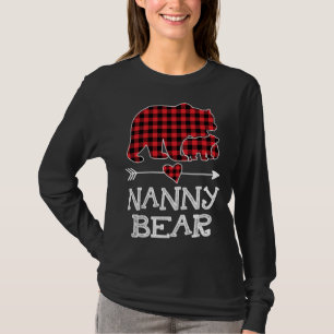 Nanny Bear Christmas Xmas Pajama Red Plaid Buffalo T-Shirt