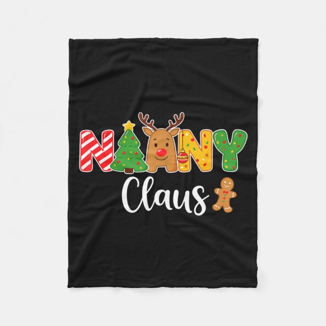 Nanny Claus Funny For Christmas With Reindeer And  Fleece Blanket (Front)