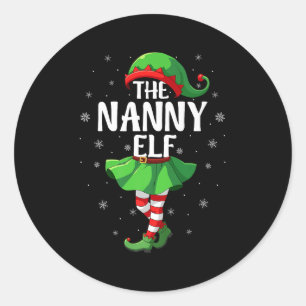 Nanny Elf Christmas Girls Women Elf Squad Xmas Fam Classic Round Sticker