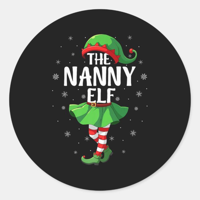 Nanny Elf Christmas Girls Women Elf Squad Xmas Fam Classic Round Sticker (Front)