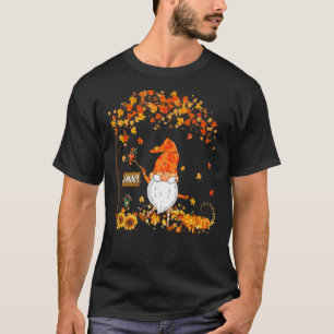 Nanny Gnome Autumn Pumpkin Maple Leaf Fall Season T-Shirt