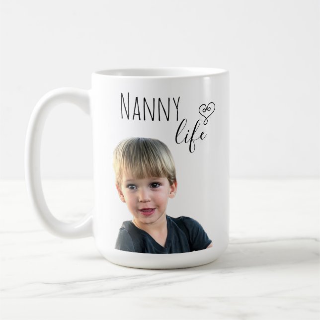 Nanny Grandma Life Customize Photo Coffee Mug (Left)