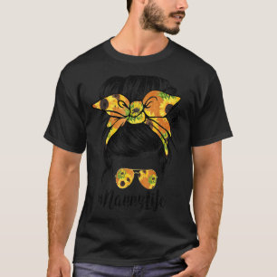 Nanny Life Sunflower Messy Bun Mother's Day T-Shirt