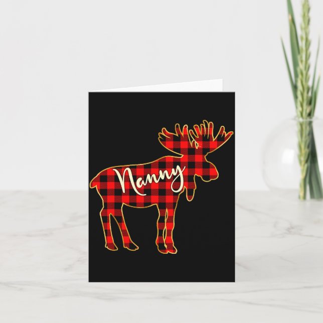 Nanny Moose _ Buffalo Red Plaid Family Christmas  Card (Front)