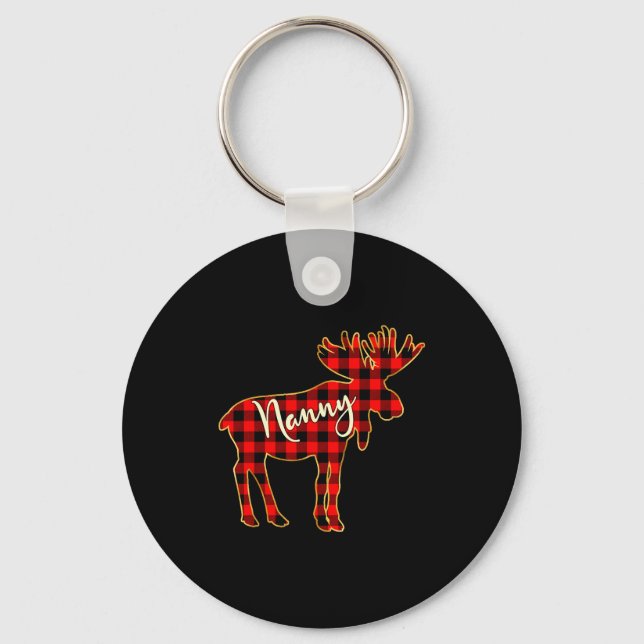 Nanny Moose _ Buffalo Red Plaid Family Christmas  Keychain (Front)