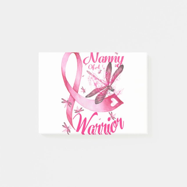 Nanny Of A Warrior Dragonfly Breast Cancer Post-it Notes (Front)
