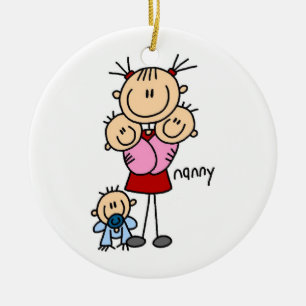 Nanny Stick Figure Ceramic Ornament