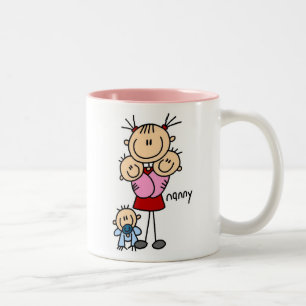 Nanny Stick Figure Two-Tone Coffee Mug