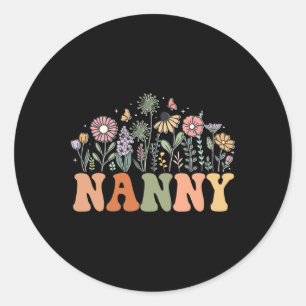 Nanny Wildflower Floral Birthday Baby Shower New N Classic Round Sticker