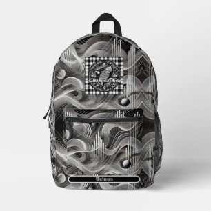 Nanometer Chip Plaid Geometric Taiwan Monogram Printed Backpack