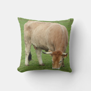 Nantaise cow in a field throw pillow