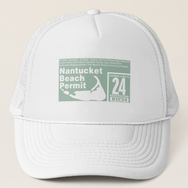 Nantucket Beach Permit 2024 Green Trucker Hat (Front)