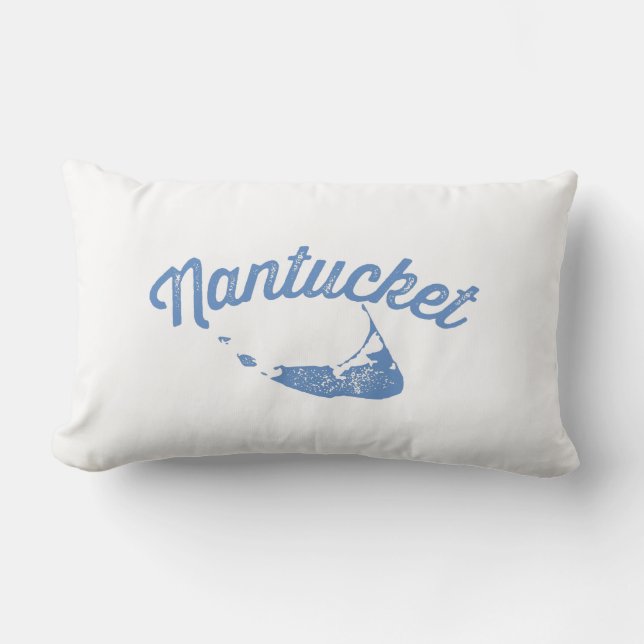 Nantucket Blue reversible throw pillow (Front)