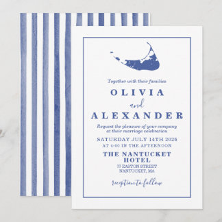 Nantucket blue wedding Invitation