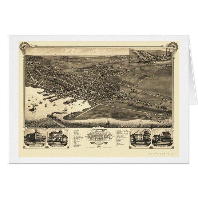 Nantucket, carte panoramique de mA - 1881 (Devant horizontal)