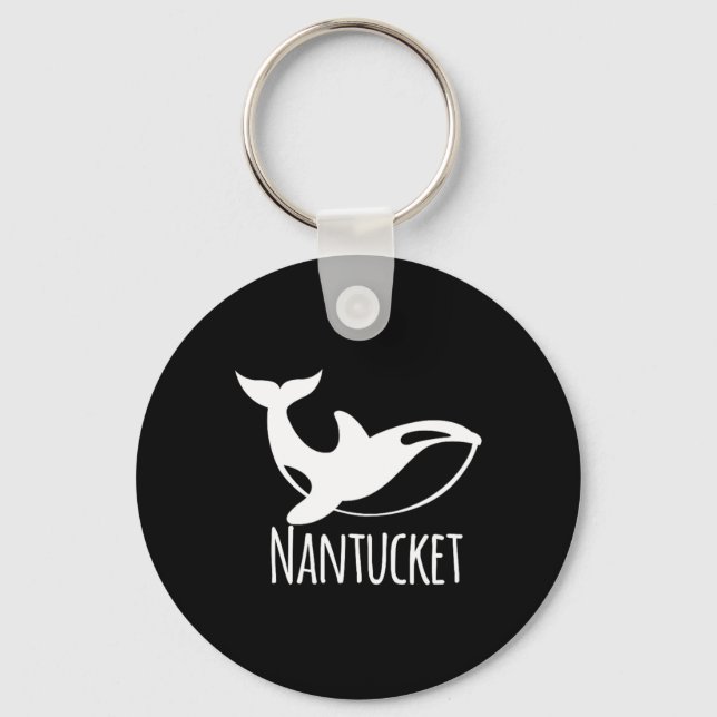 Nantucket Coastal Seashore Boating Sailing Fish Cu Keychain (Front)