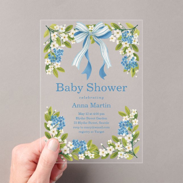 Nantucket Florals Baby Shower Acrylic Invitations (Insitu (Handheld))
