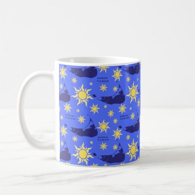 Nantucket Good Vibes in Blue Coffee Mug (and other (Left)