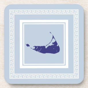 Nantucket Greek Key Coasters Blue
