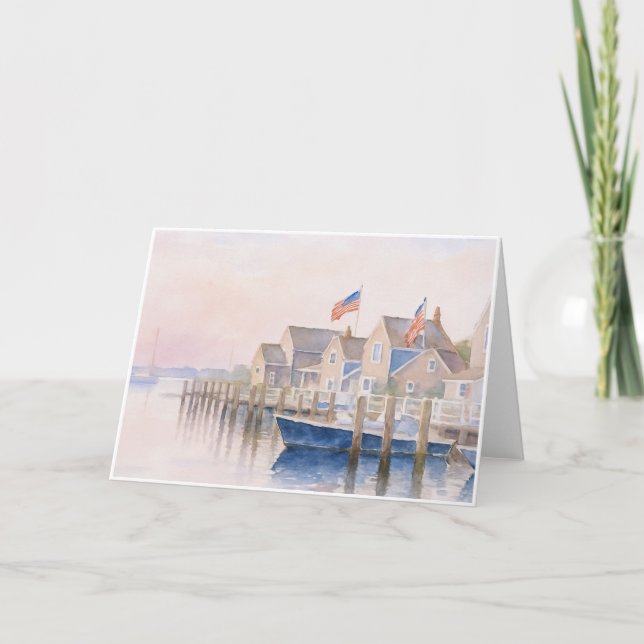 Nantucket Harbour Blank Folded Note Card (Front)