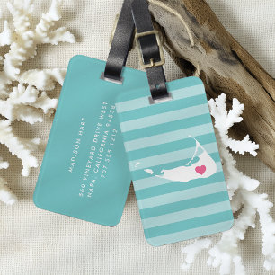 Nantucket Heart Home Town Luggage Tag