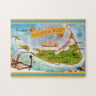 Nantucket Island 11x14 Map  Jigsaw Puzzle