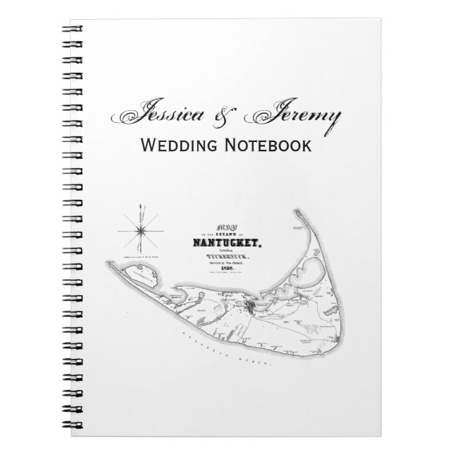 Nantucket Island MA Vintage Map Black Notebook (Front)