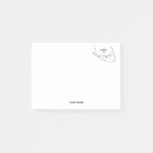 Nantucket Island MA Vintage Map Black Post-it Notes