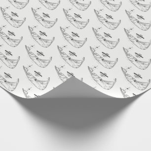 Nantucket Island MA Vintage Map Black Wrapping Paper