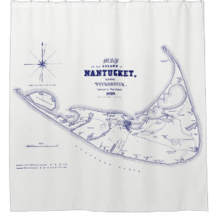 Nantucket Island MA Vintage Map Navy Blue