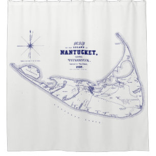 Nantucket Island MA Vintage Map Navy Blue