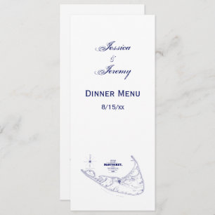 Nantucket Island MA Vintage Map Navy Blue Invitation