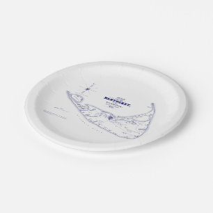 Nantucket Island MA Vintage Map Navy Blue Paper Plate