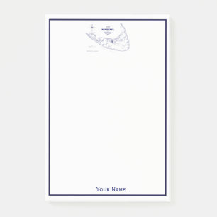 Nantucket Island MA Vintage Map Navy Blue Post-it Notes