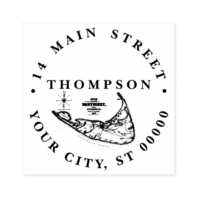 Nantucket Island MA Vintage Map Rubber Stamp (Imprint)