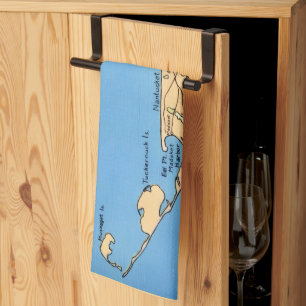 Nantucket Island Map Kitchen Towel