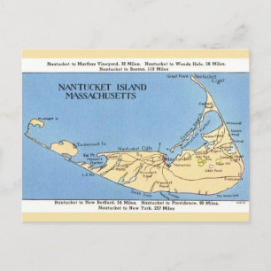 Nantucket Island Map Postcard