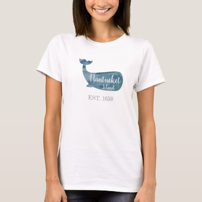 Nantucket Island Mass Whale Throw Pillow T-Shirt (Front)