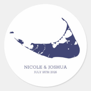 Nantucket Island Wedding Nantucket Navy Classic Round Sticker